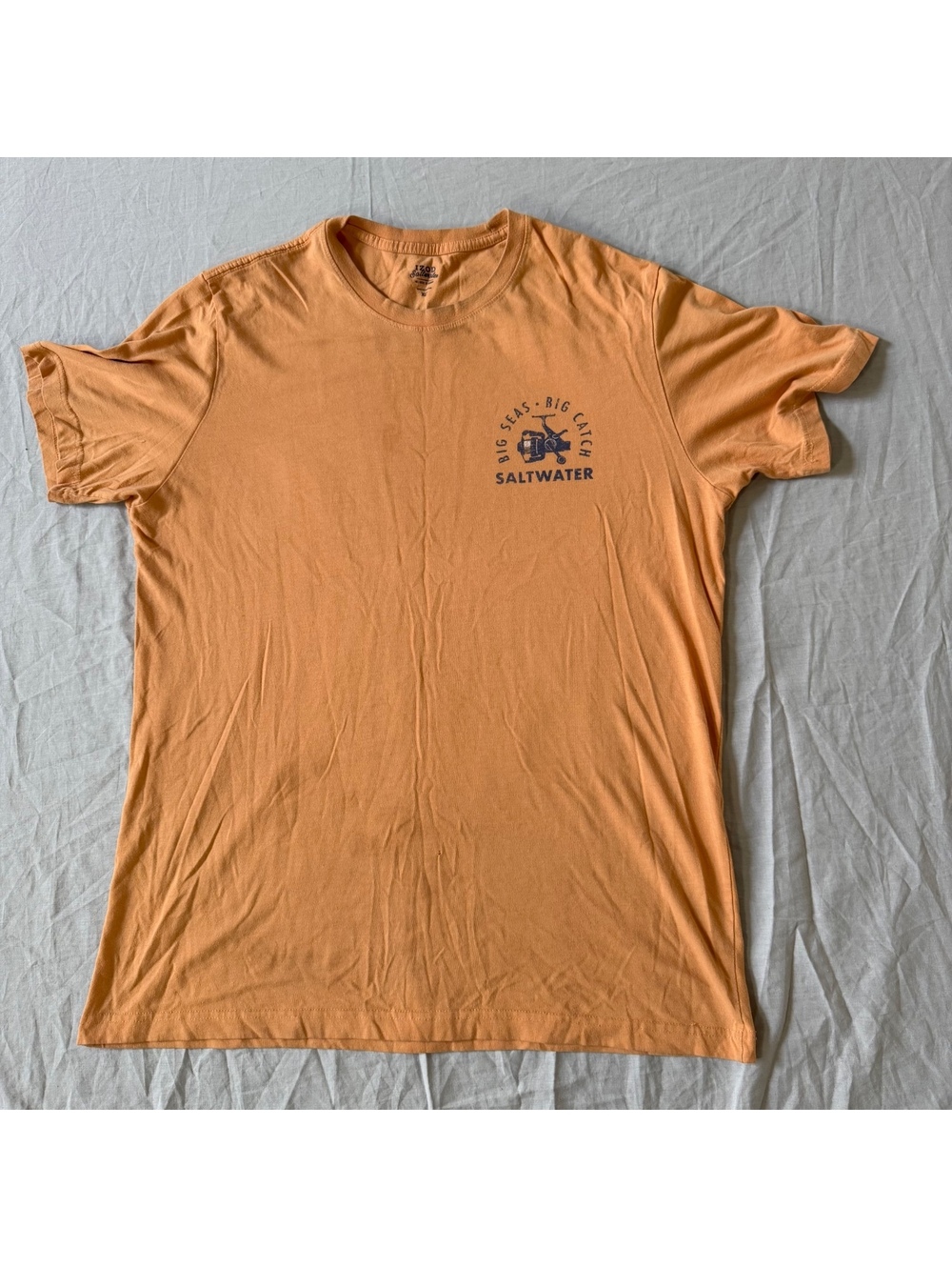 IZOD Saltwater Orange Graphic Fishing T-Shirt Size XLT Cotton Short Sleeve